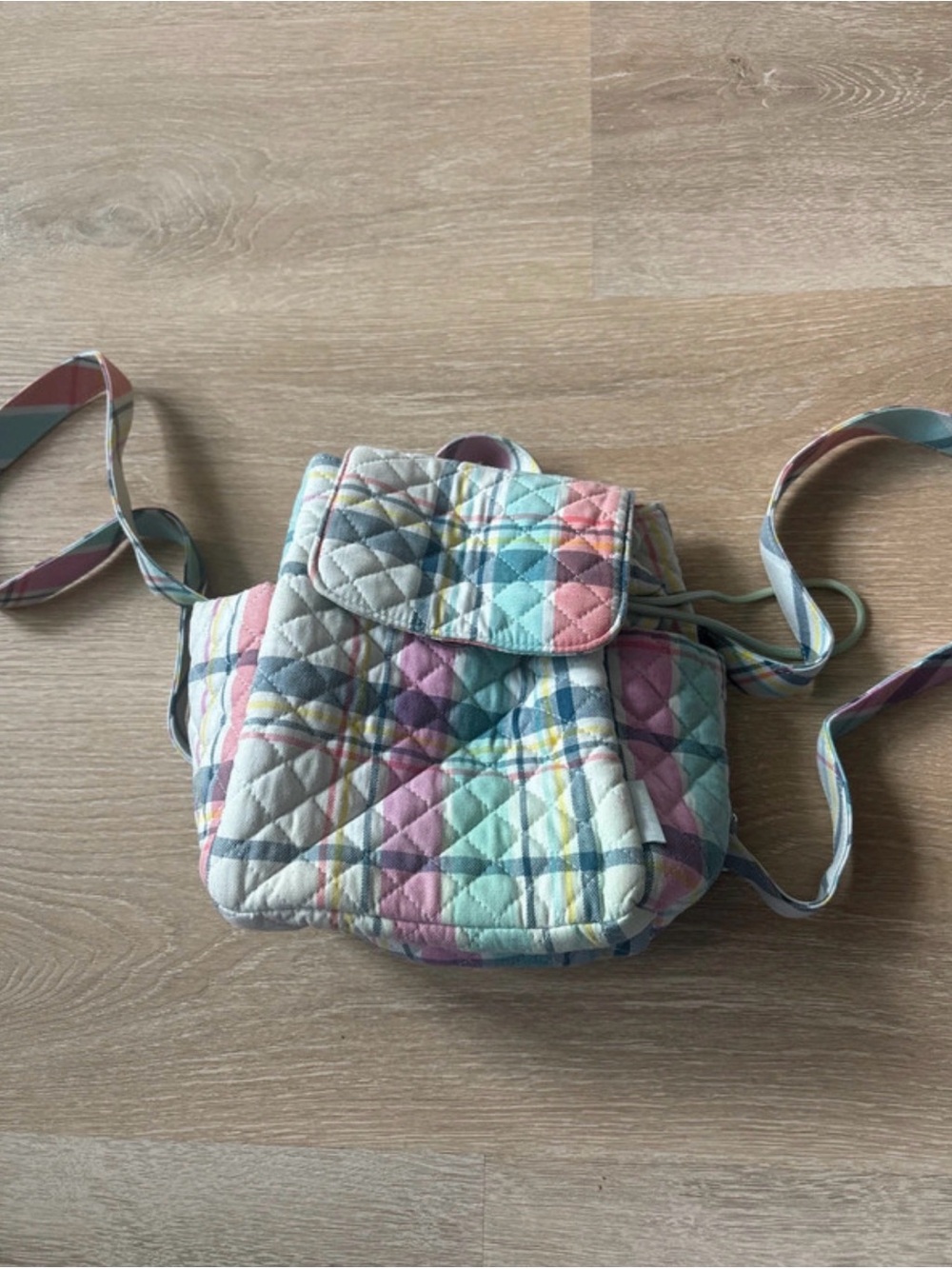 Vera Bradley Quilted Pastel Plaid Crossbody Backpack in Pink, Blue, Mint